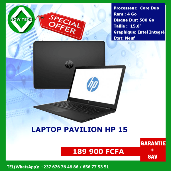 Laptop HP 15 core Duo 4 Go de Ram / 500 Go de disque dur 15.6" moins cher bon prix en vente au Cameroun