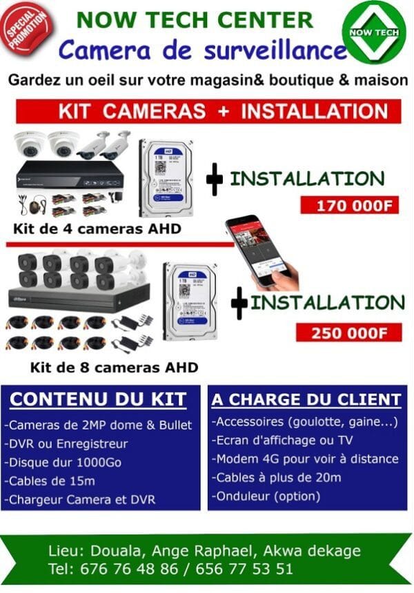 kit cameras + installation offre speciale en vente au Cameroun bon prix