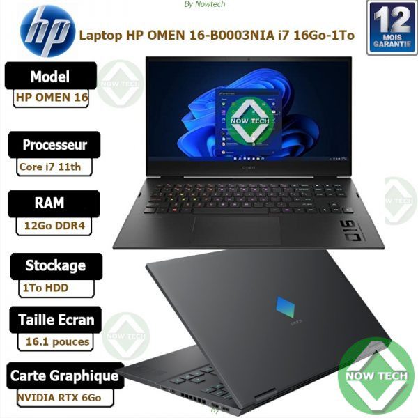laptop hp OMEN 16-B0003NIA Core i7 11ieme generation : 16G0 Ram DDR4-1TO disqur dur HDD-6Go Nividia RTX écran 16.1 pouces  en vente au cameroun bon prix