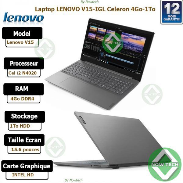 Lenovo V15 IGL Intel Celeron N4020 dual core  4Go Ram 1To HDD écran 15.6 bon prix et moins cher en vente au cameroun