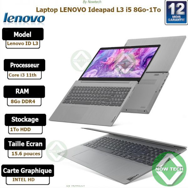 lenovo IDEAPAD 3 15 ITI CORE i5: 11 ieme GEN 8Go de RAM DDR4-1To de disque dur HDD
