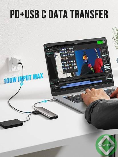 Adaptateur hub Type C 7 en 1 vers HDMI 4K + HDMI+ USB 3.0 + USB 3.1, SD,