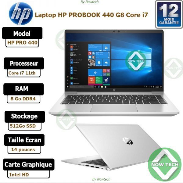 Marque: HP Modèle: HP PROBOOK 440 G8 Processeur: Intel Core i7-1165G7 2,4 GHZ Mémoire (RAM): 8 Go Disque Dur: 512 Go Carte graphique: Intel® UHD Graphics Ecran: 14" Clavier: Azerty( Qwerty en option ) Système d'exploitation: Windows 10 Pro Couleur: blancs Garantie: