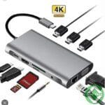 type C 11 en 1 - Charge rapide - Transmission de données USB 3.0 Superspeed 5 Gbps - Entrée USB-C PD 60 W et sortie 55 W - HDMI prend en charge 4K @ 30 Hz et Full HD @ 60 Hz - Corps en aluminium - Cordon tressé