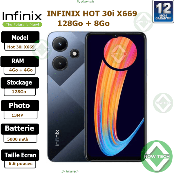 Téléphone Infinix  Hot 30i  128Go/8Go 2 Sim 13MP  bon prix en vente au cameroun