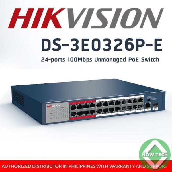 Switch HIKVISION 24 ports POE méga Fast Ethernet DS-3E0326-E/M(B) bon prix en vente