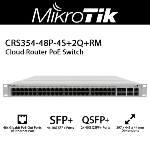 Switch Mikrotik CRS354-48P-4S+2Q +RM 48 ports POE 4 PORTS SFP rackable bon prix en vente au Cameroun – Image 4
