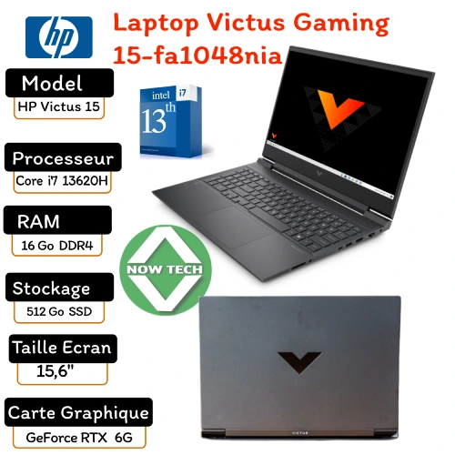 Laptop HP Victus Gaming 15-fa1048nia INTEL CORE-I7-16GO DE RAM 512GO DE SSD  Bon prix en vente