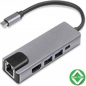Adaptateur TYPE C 5 en 1,LAN+ USB 3.0  et 2.0+TYPE C+HDMI Docking Station Bon Prix en vente au Cameroun