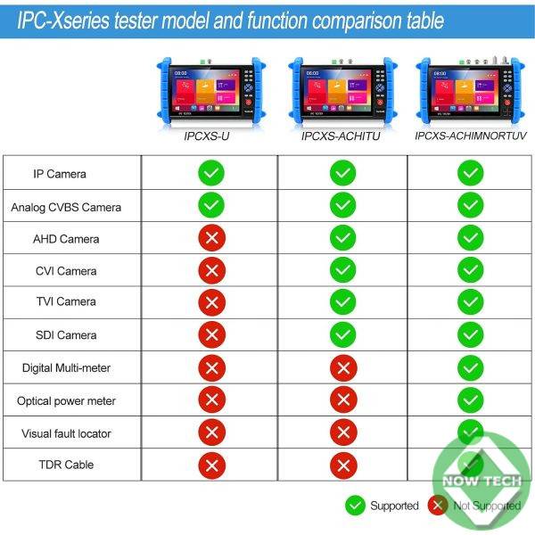 Testeur de caméra de vidéosurveillance  caméra IP de sécurité IPCXS-ACHITU 8MP CVI TVI AHD SDI CVBS avec Écran tactile IPS 7 pouces Prise en charge TDR POE WIFI 4K HDMI – Image 4