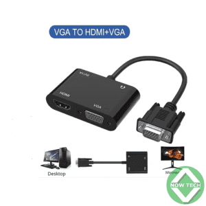 Adaptateur VGA vers HDMI + VGA  bon prix en vente