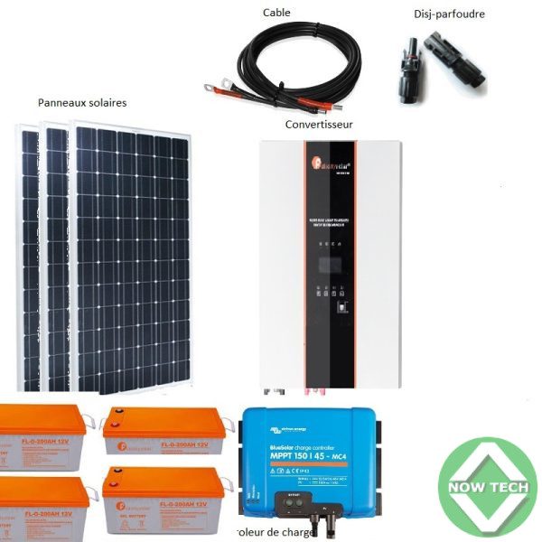 Kit solaire 08 Panneaux de 260W 5KVA convertisseur Hybride bon prix en vente au Cameroun
